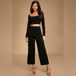 Chic Night Out Black Long Sleeve Two-Piece Jumpsuit